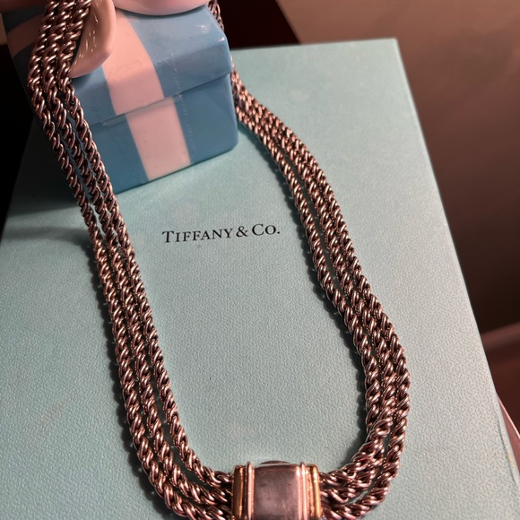 TIFFANY & CO 925 STERLING LAYERED 16” & 18kt gold triple strand necklace - Picture 15 of 16